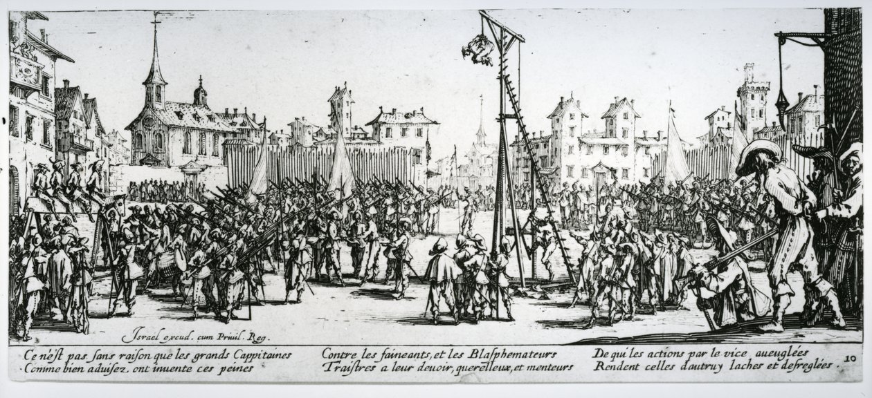 イスラエルのアンリエット（c.1590-1661）1633によって彫刻されたストラッパード、「戦争の不幸と不幸」からのプレート10 作： ジャック・カロ