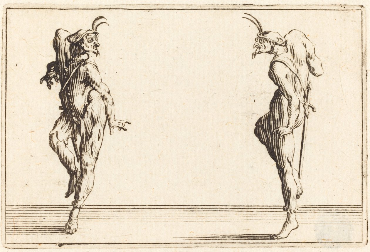 踊る 2 つのパンタロン、c。 1622年。 作： ジャック・カロ