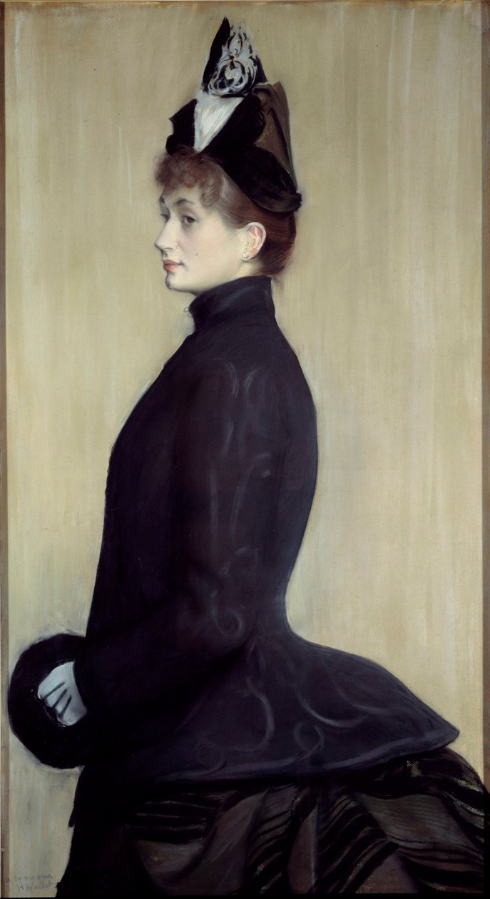 マダム・ウォレットの肖像 パステル画 ジャック・エミール（Jacques-Emile）・ブランシュ（1861-1942） 1887年 Sun.1,3x0,65 m パリ、オルセー美術館 作： ジャック・エミール・ブランシュ