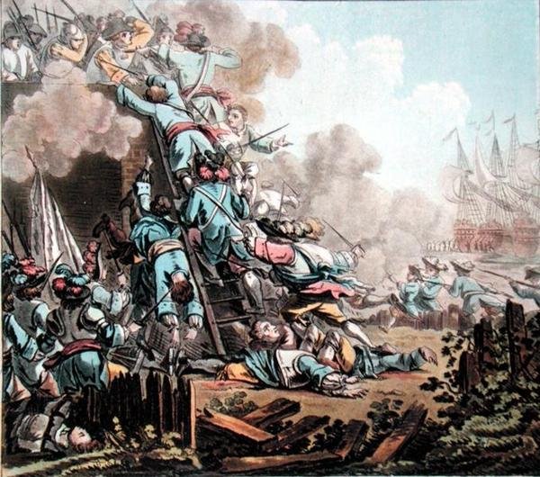 シチリア島サンサルバドル要塞の攻略（1674年）、ジャン・バティスト・モレ（1790-1820年頃）の彫刻作品 作： ジャック・フランソワ・ジョセフ（後）スウェバッハ