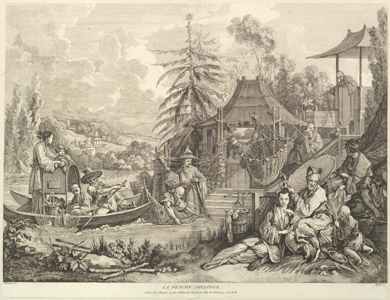 La pesche chinoise 中国の釣り、シノワシリーズより、1743 年以降。 作： ジャック・ガブリエル・ユキエ
