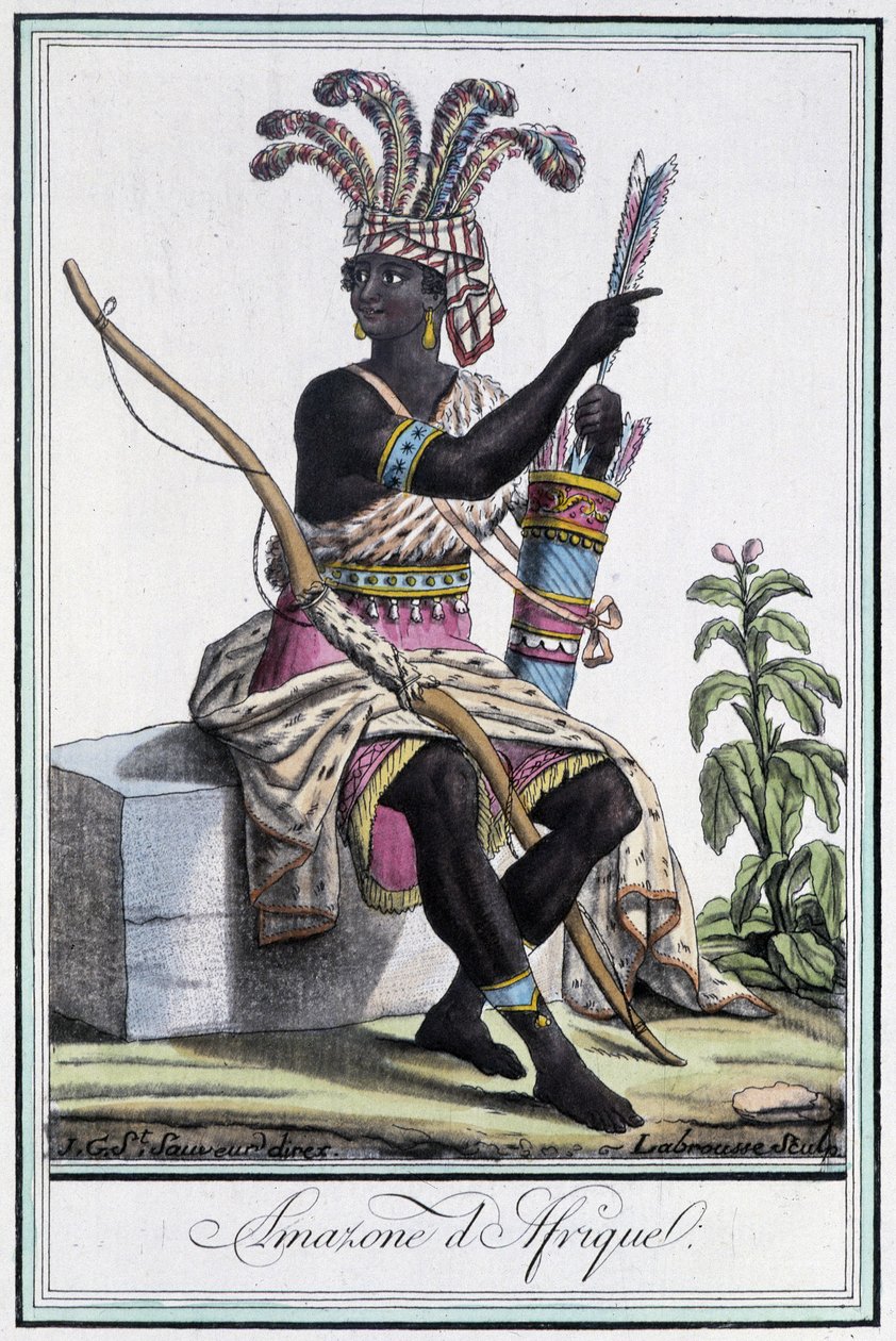 アフリカのアマゾン-グラッセ・サン・ソーヴル編『旅の百科事典』（1796年）より 作： ジャック・グラッセ・ド・サンソヴール