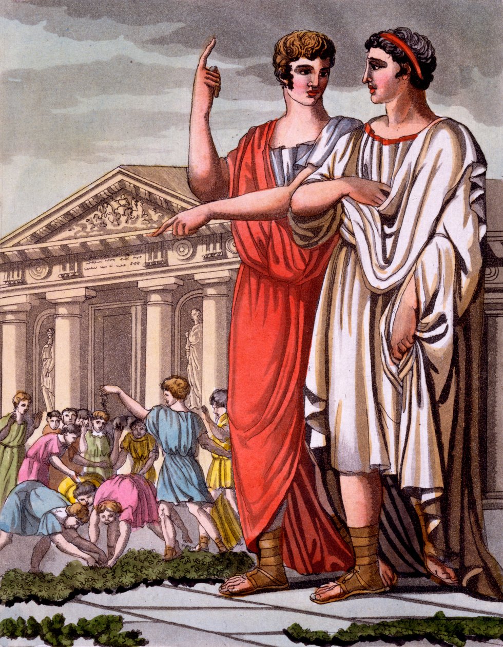 パブロブのLabrousseが刻印した「L&39;Antique Rome」のフォリオ、ローマの候補者の衣装。 1796 作： ジャック・グラッセ・ド・サンソヴール