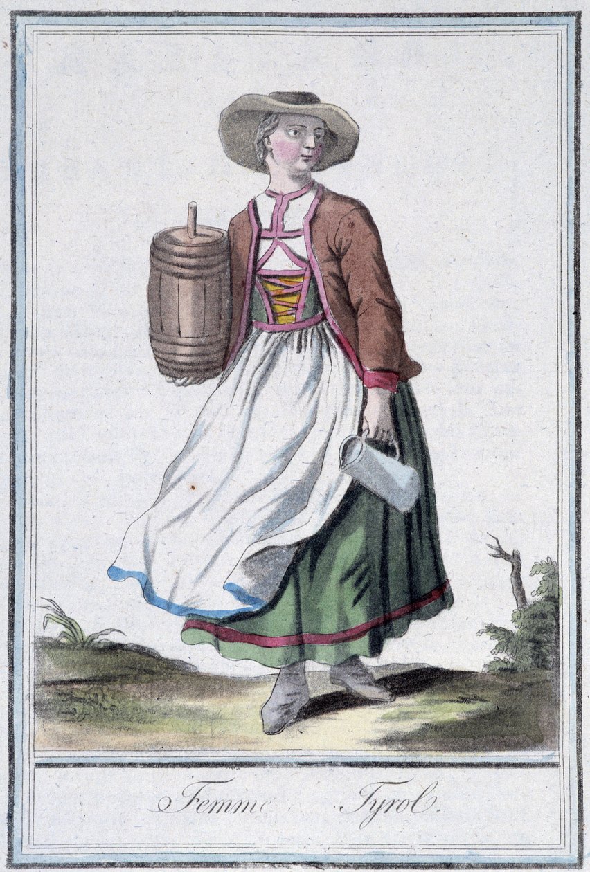 チロルの女-グラッセ・サン・ソーヴル編『旅の百科事典』（1796年）所収 作： ジャック・グラッセ・ド・サンソヴール