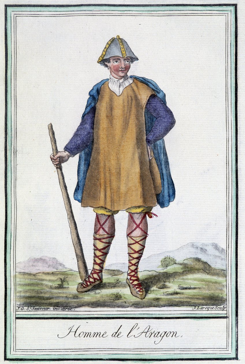 アラゴンの男（スペイン） - グラッセ・サン・ソーヴル編『旅の百科事典』（1796年）所収 作： ジャック・グラッセ・ド・サンソヴール