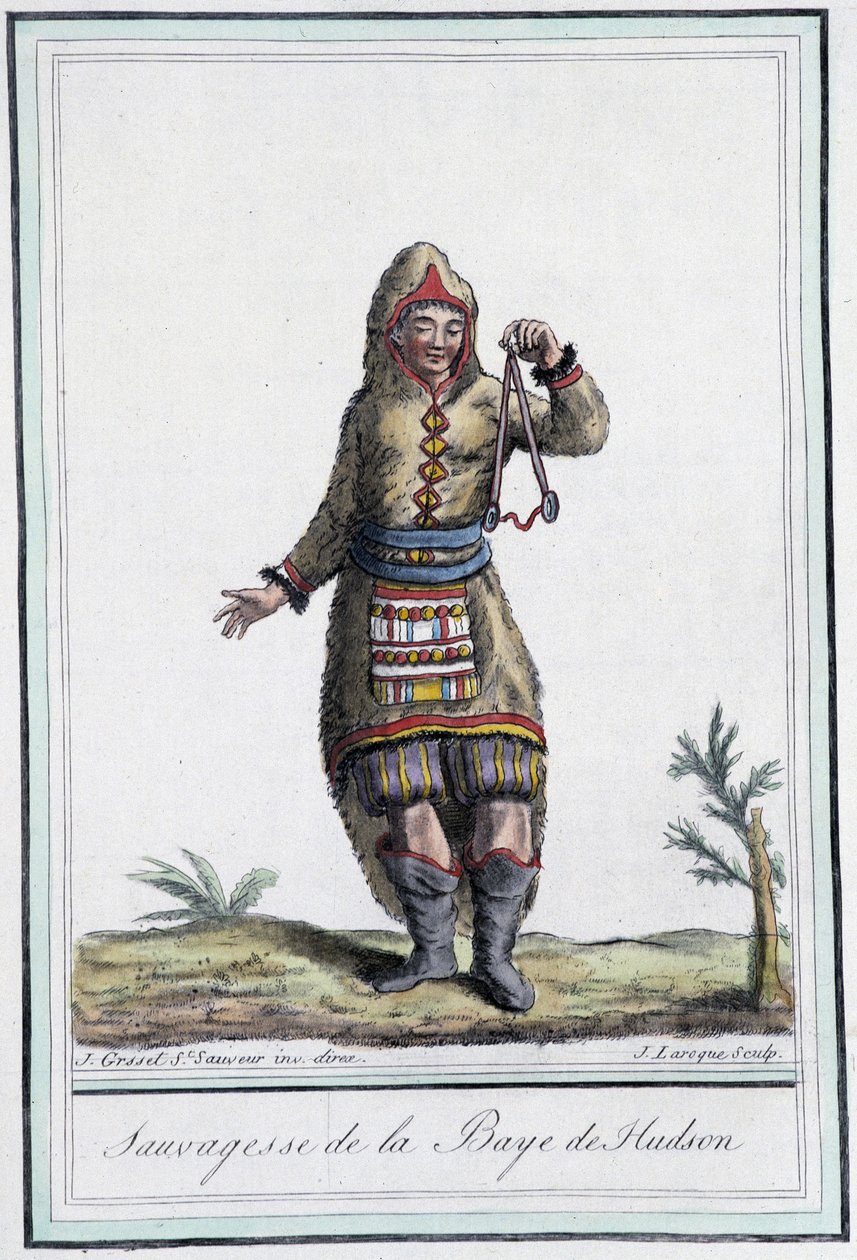 ハドソン湾（カナダ）のSauvagesse - グラッセ・サン・ソーヴル編『旅の百科事典』（1796年）所収。 作： ジャック・グラッセ・ド・サンソヴール