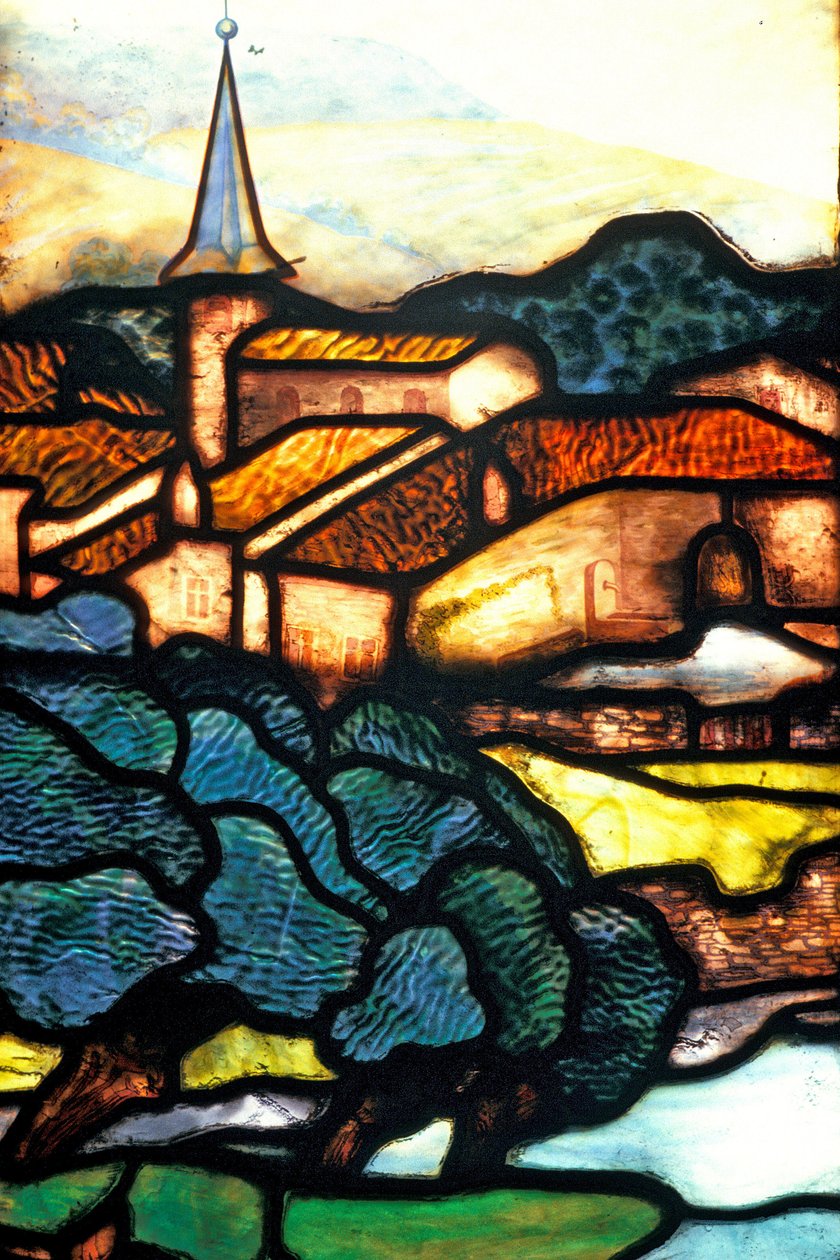 ジャック・グリュベール ヴィンテージ ステンドグラス 睡蓮の池 グラス