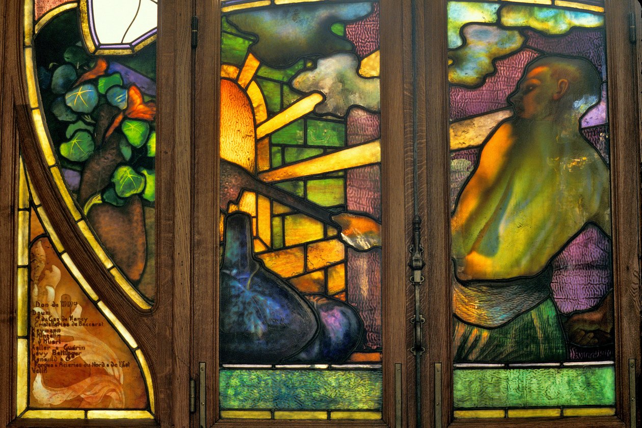 ジャック・グリュベール ヴィンテージ ステンドグラス 睡蓮の池 グラス