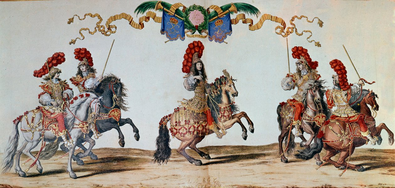 1662年のカルーセルルイ14世と1662年にパリで開催されたカルーセルに参加した騎士たち（エングレービング 作： ジャック・I・バイイ
