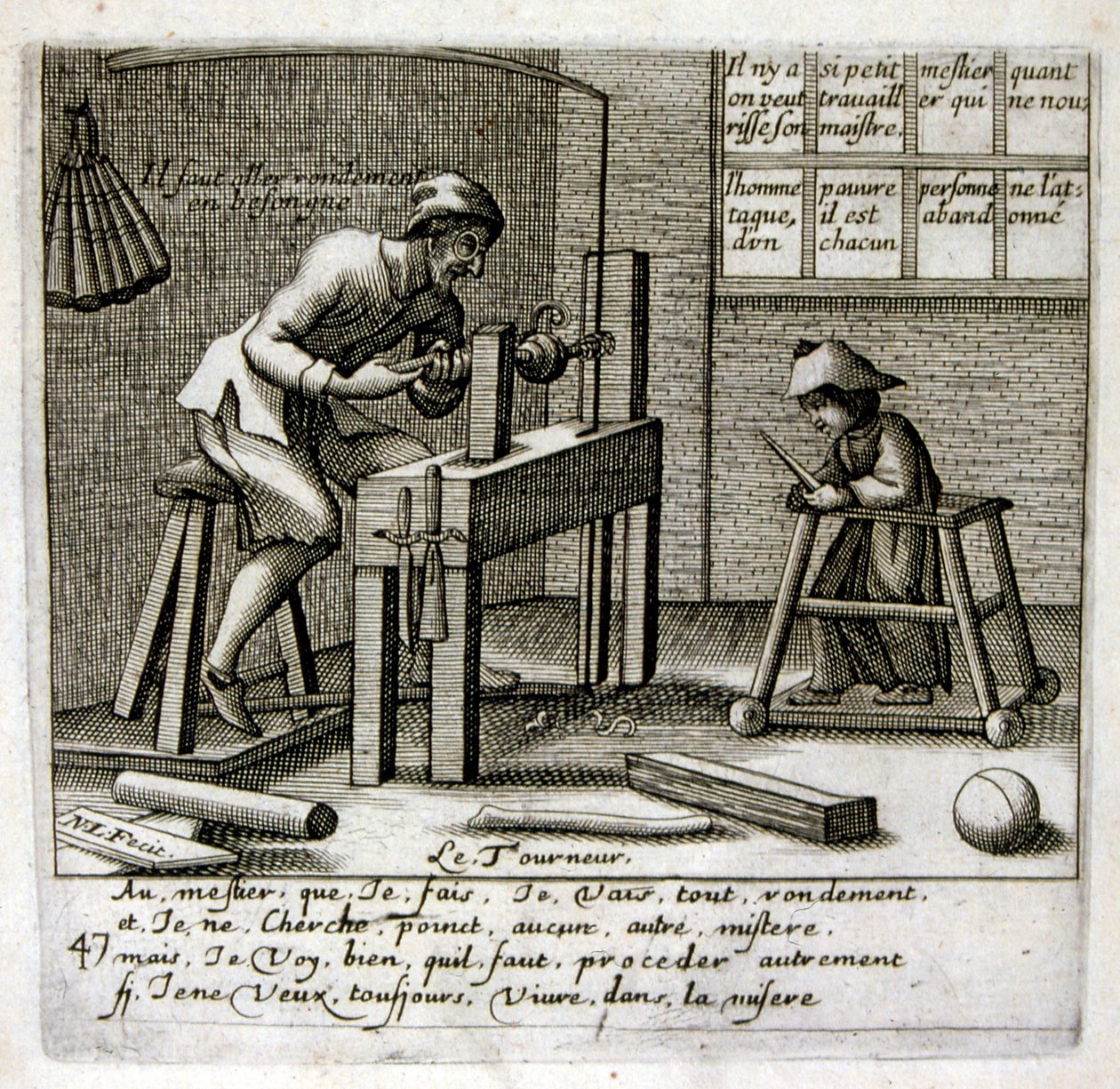 17世紀、箴言集からのエングレーヴィング図版。パリ1657-1663年。ジャック・ラニエ（1620-1675）作。フランスの版画家。社会批判的なエングレーヴィングや、時にグロテスクでファンタジックな挿絵など、嘲笑的な絵が多い。 作： ジャック・ラグニエット