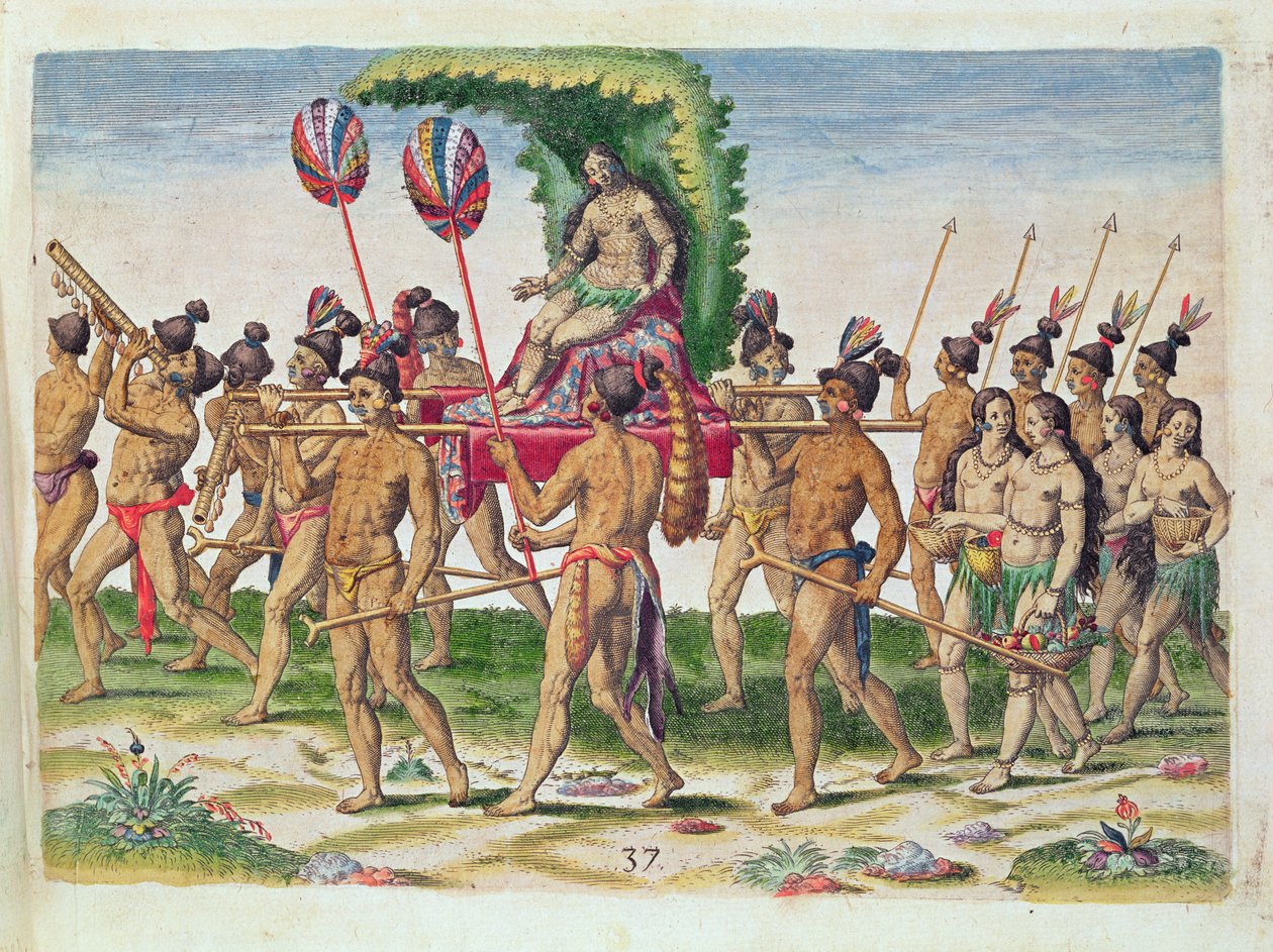 1591年フランクフルトで出版されたセオドア・ド・ブライ（1528-98）によって刻まれた「ブレビス・ナラティオ..」からの花嫁の首領 作： ジャック・ル・モイン