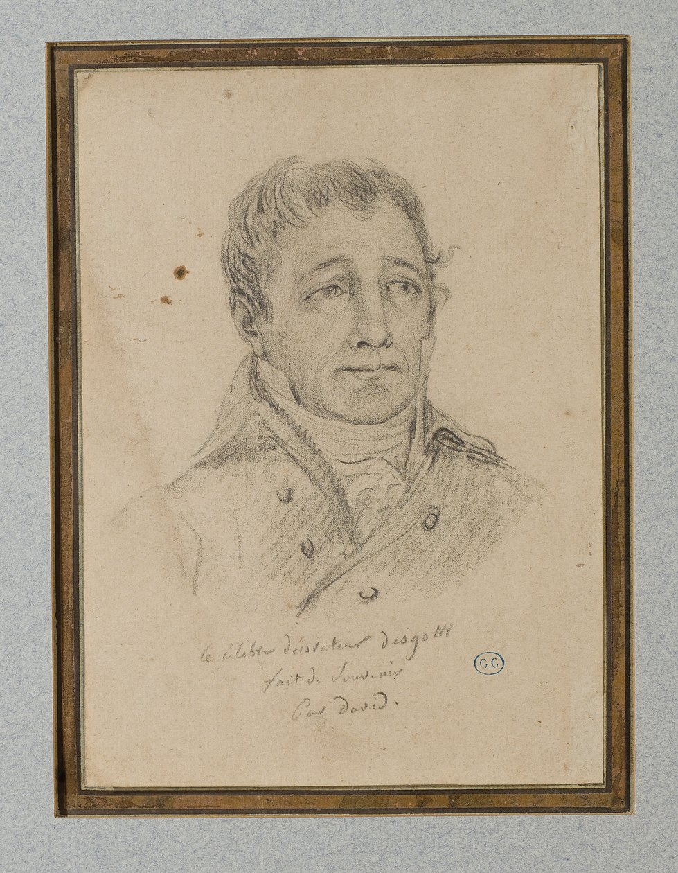 イグナス・ウジェーヌ・マリー・デゴッティの肖像、1815～25年頃（薄茶色の紙にチョーク） 作： ジャックルイ（のワークショップ）デビッド