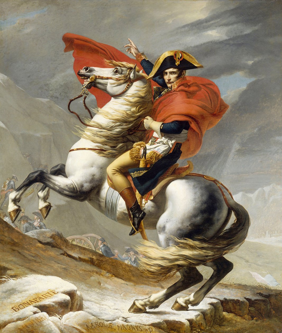 1800年5月20日にアルプスを渡るナポレオン 作： ジャック・ルイス・デビッド