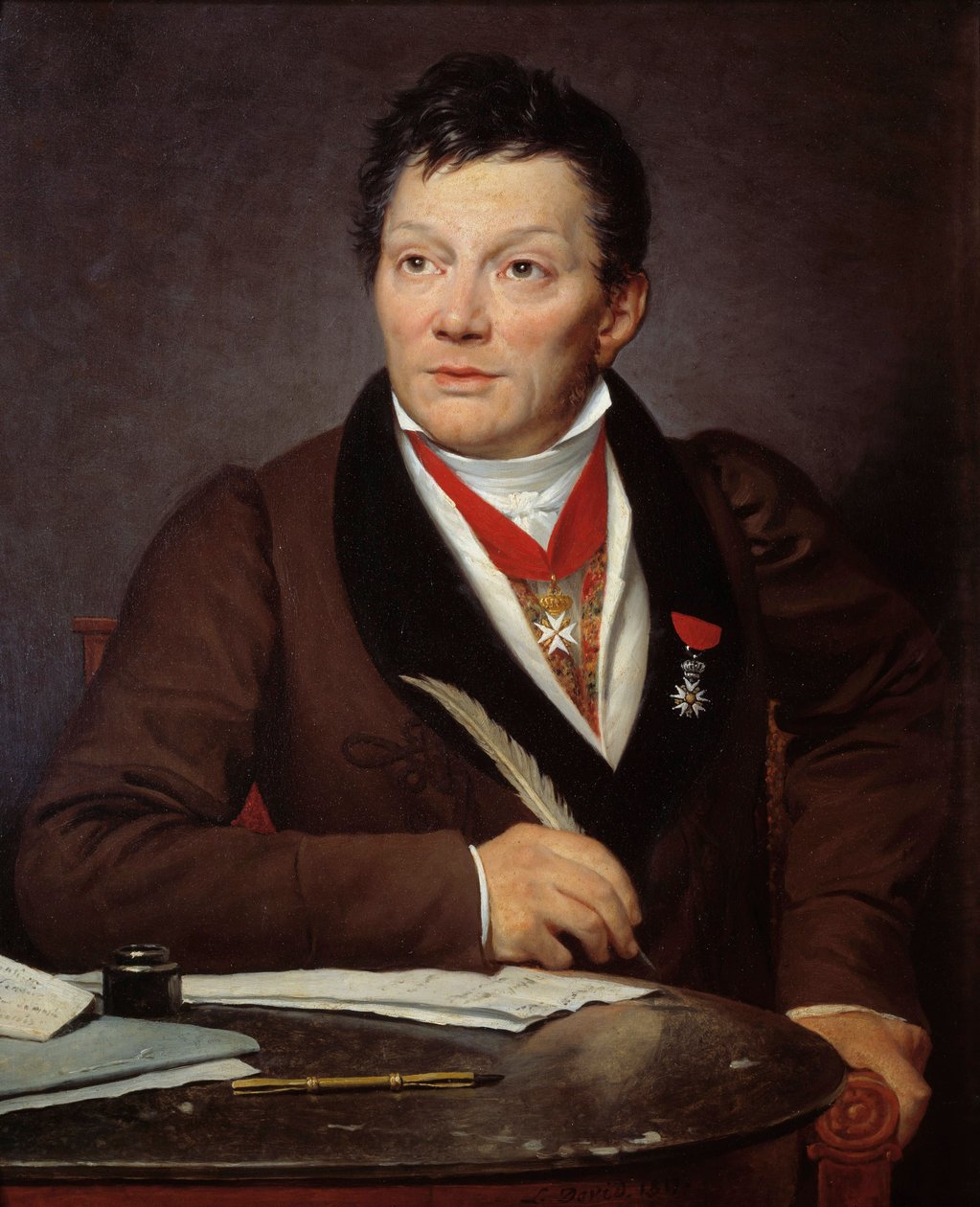 アレクサンドル・ルノワール（1761-1839）の肖像 考古学者であり、フランス記念物博物館の学芸員 ジャック・ルイ・ダヴィッド（1748-1825）の絵画 1817年 Sun.0,76x0,62 m - アレクサンドル・ルノワール（1761-1839）の肖像（考古学者、フランス博物館の学芸員 作： ジャック・ルイス・デビッド