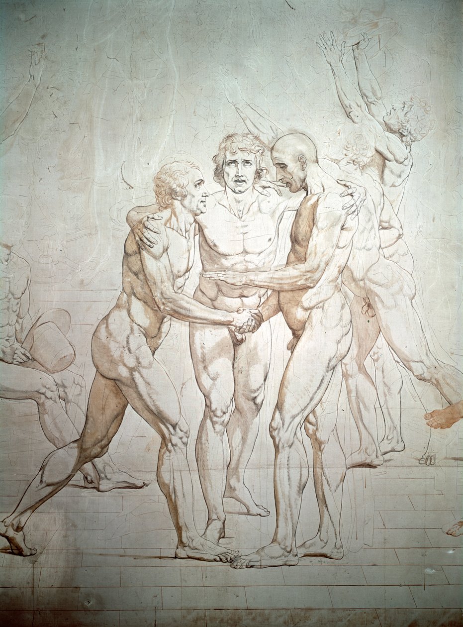テニスコートの誓い、未完成、詳細、1791〜1792年 作： ジャック・ルイス・デビッド