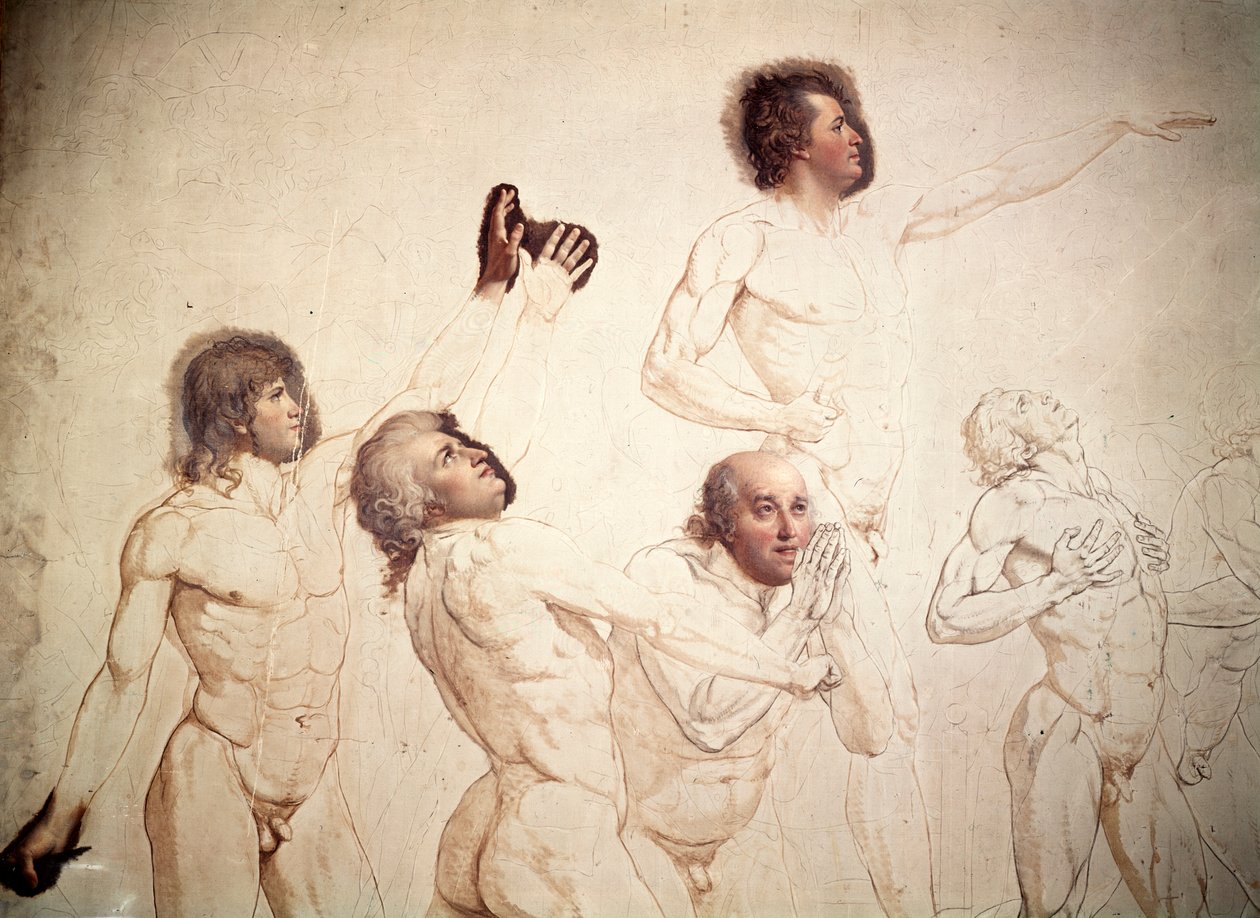テニスコートの誓い、未完成、詳細、1791〜1792年 作： ジャック・ルイス・デビッド