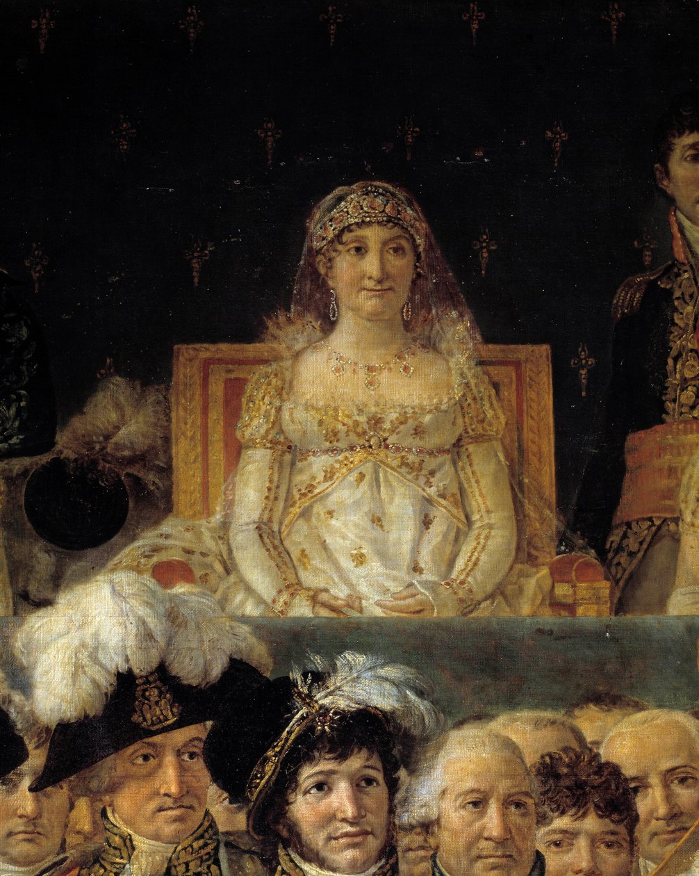 Das Ritual von Napoleon. Detail, das Laetitia Bonaparte (1750-1836), die Mutter von Napoleon I., während der Krönung von Kaiser Napoleon I. und der Kaiserin Josephine in Notre-Dame de Paris am 2. Dezember 1804 darstellt von Jacques Louis David