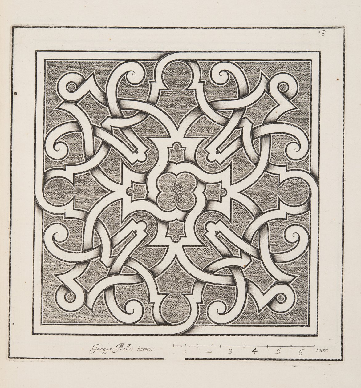 パルテールのデザイン、Theater des Plans et Jardinages、pub。1652 作： ジャック・モレット