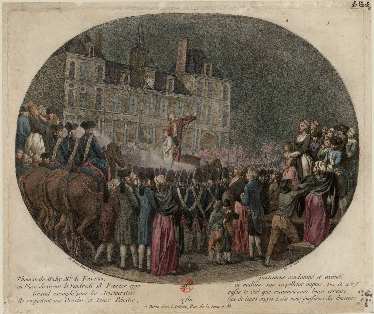 ファブラス侯爵トマ・ド・マヒの処刑 1744-1790年 2月18日 1790年 作： ジャック・フィリップ・カレスメ