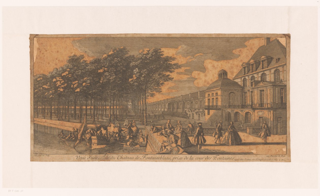 Gezicht op een laan bij de Cour de la Fontaine van kasteel Fontainebleau クール・デ・フォンテーヌから撮影したシャトー・フォンテーヌブローの翼の眺め (オブジェクトのタイトル) 作： ジャック・リゴー