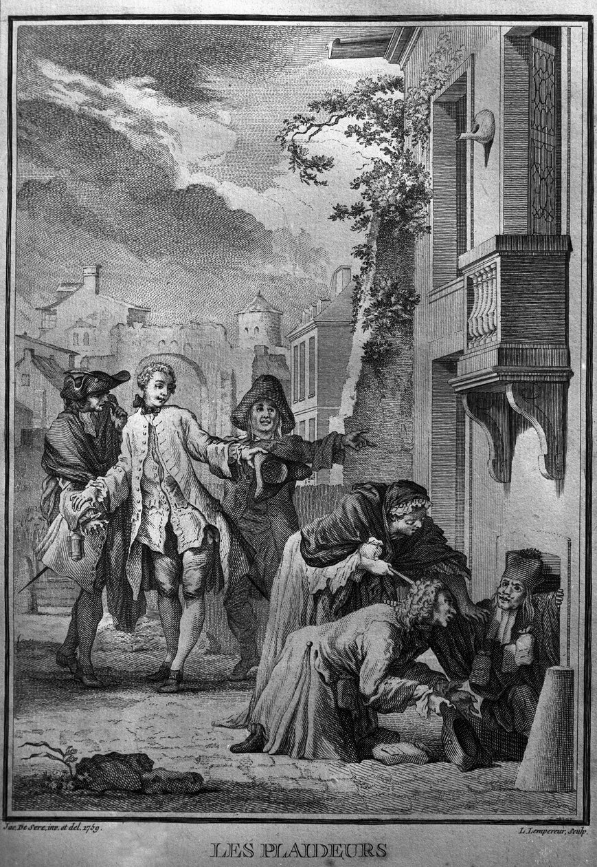 Les Plaideurs ジャック・ドゥ・セーヴがフランスの悲劇詩人ジャン・ラシーヌ（1639-1699）の作品のために描いたイラスト。 作： Jacques de（after）Seve