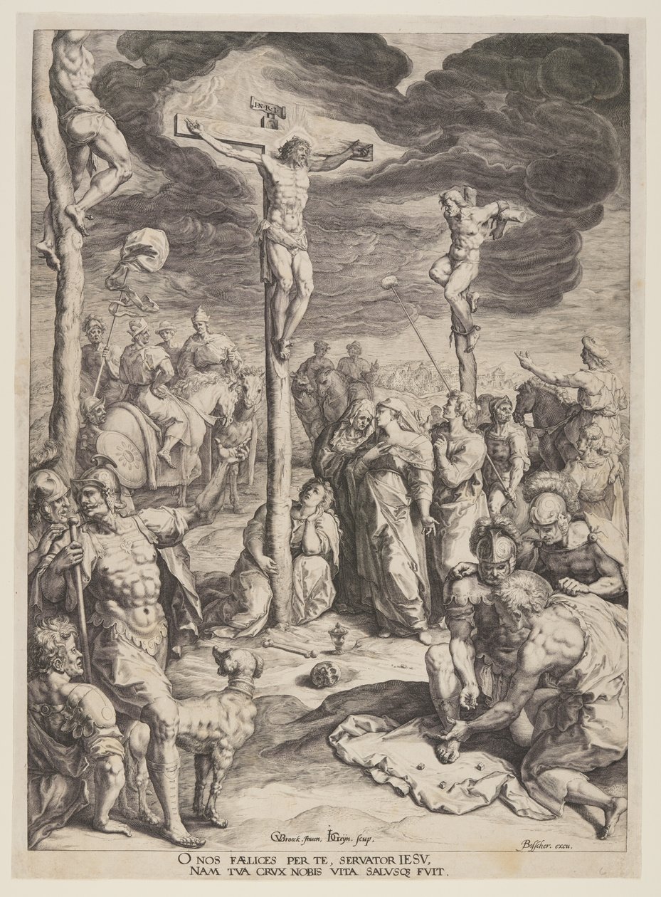 二人の盗賊に挟まれた十字架上のキリスト 作： Jacques de Gheyn II