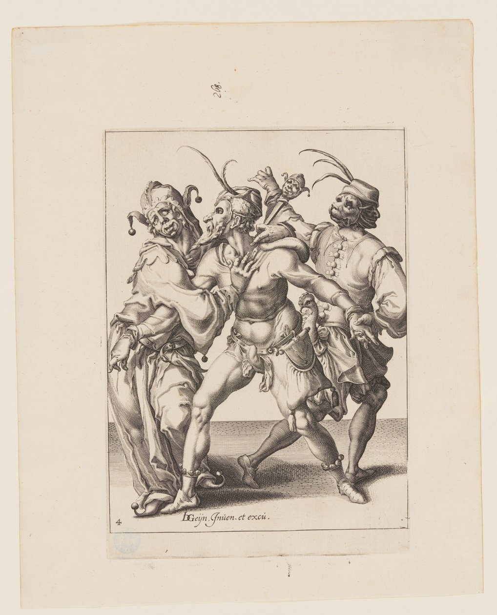 ジェスターを含む3人の踊るママーたち（『マスカレード』より 作： Jacques de Gheyn II