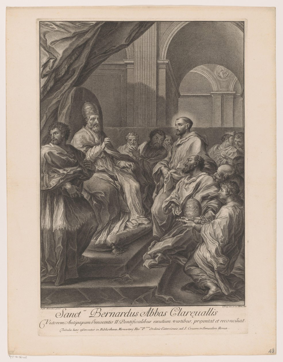 Heilige Bernardus van Clairvaux voor paus Innocent II Clareualis の聖ベルナルダス修道院長 (オブジェクトのタイトル) 作： ジェイコブ・フレイ（I）