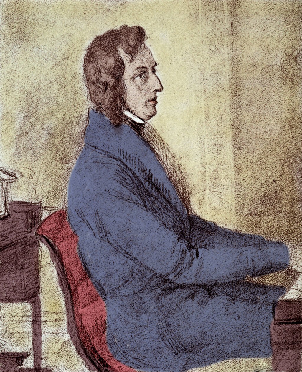 ポーランドの作曲家、フレデリック・ショパン（1810-1849）の肖像。- ゴッツェンベルガーの絵 作： ヤコブ・ゲッツェンベルガー