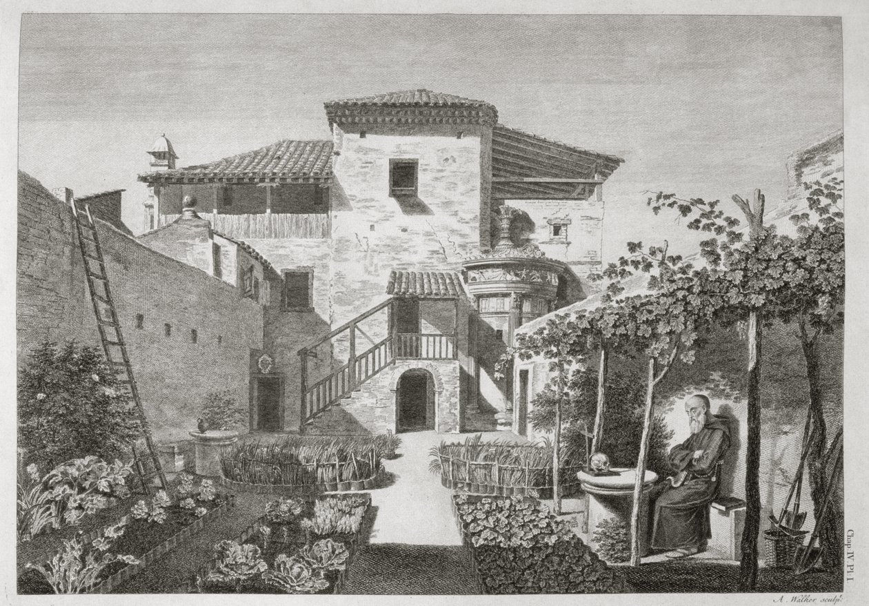 Anthony Walker（1726-65）によって彫刻された「古代のアテネ」からのカプチン会修道院、アテネの庭園にあるLysicratesの記念碑は1762-1830を出版しました 作： ジェームズ・スチュアートとニコラス・リヴェットの後