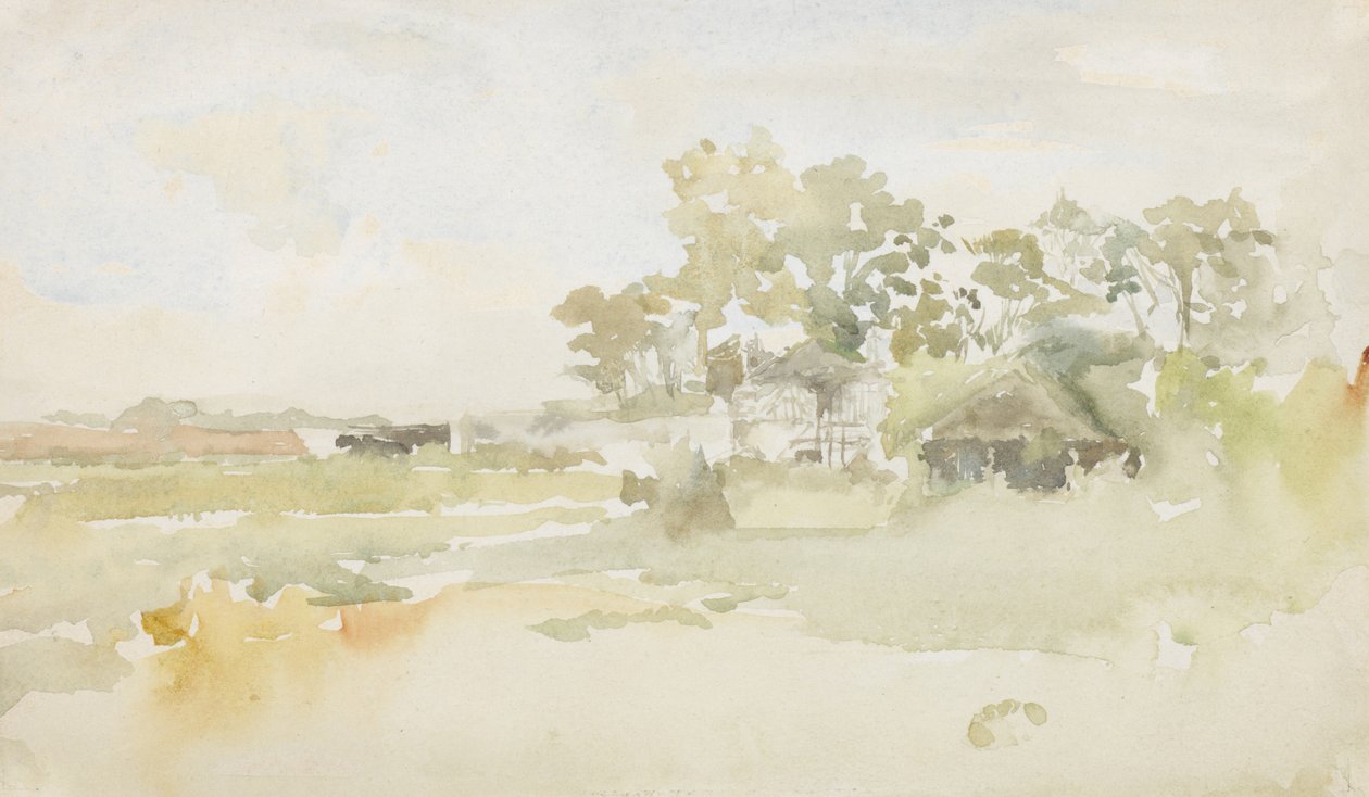 農家のある風景、1884年 作： ジェームズ・アボット・マクニール・ウィスラー