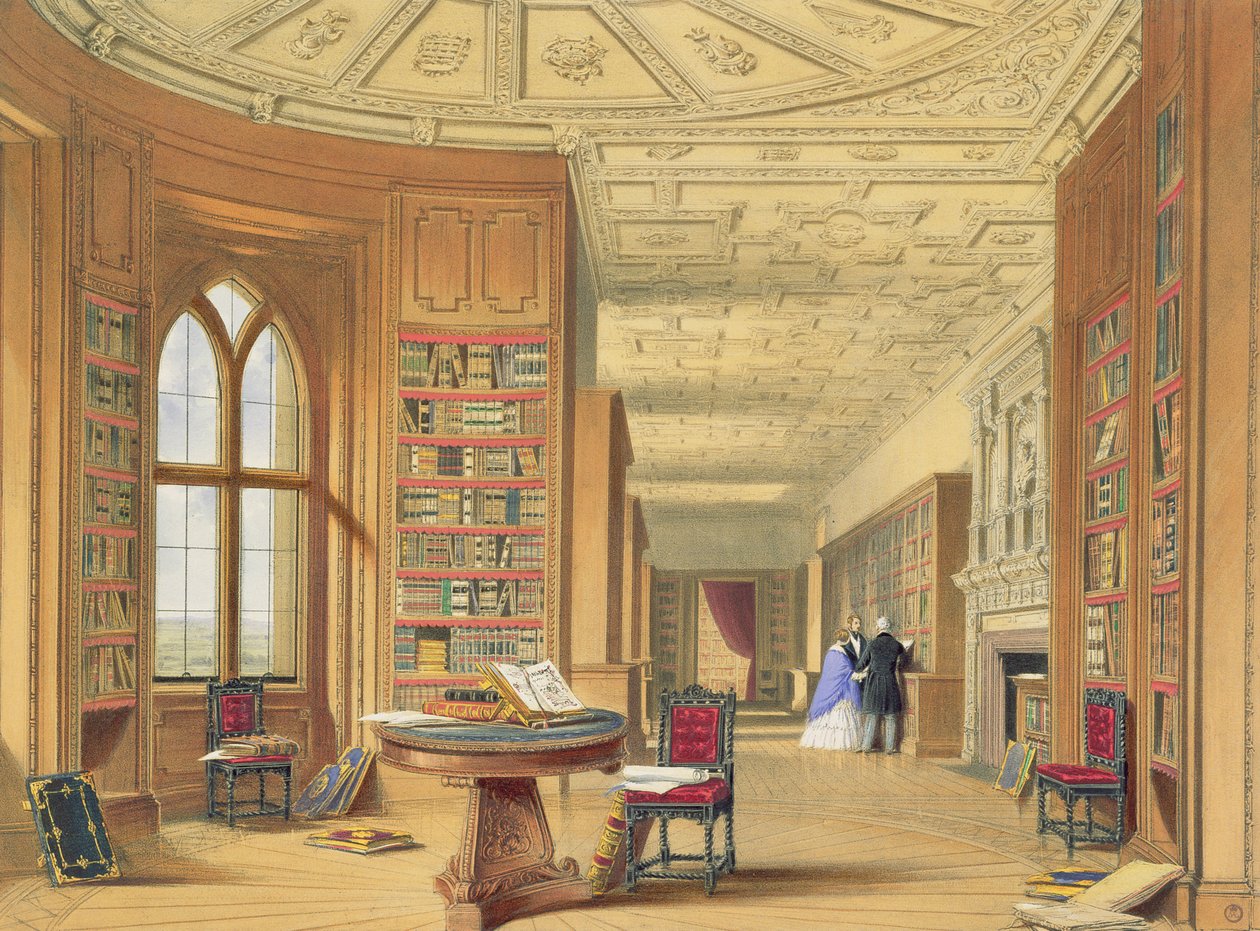 図書館、ウィンザー城、1838 作： ジェームズ・ベイカー・パイン