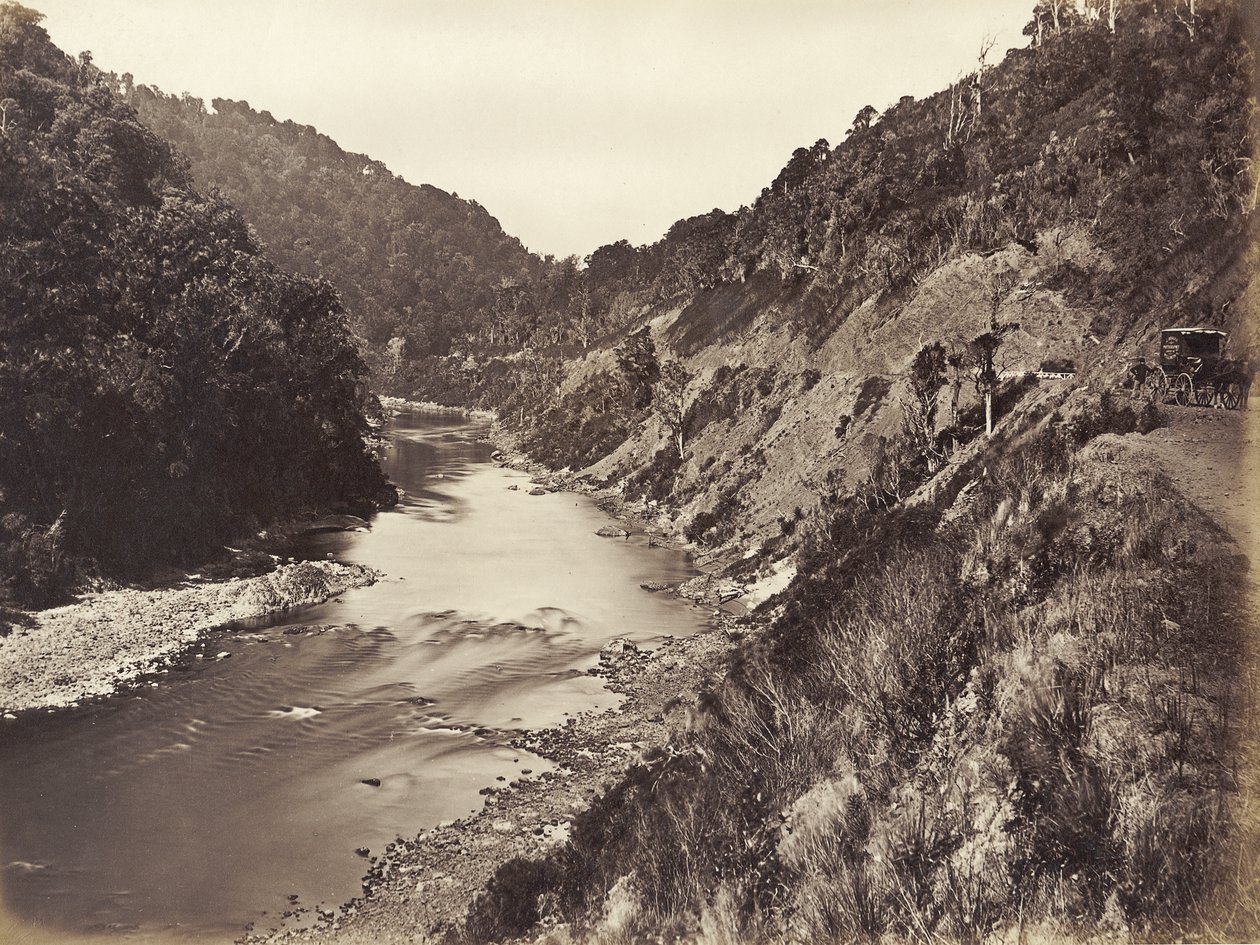 Manawatu Gorge 1 Mile From Bridge、1878（アルブメンプリント） 作： ジェームズ・ブラッゲ