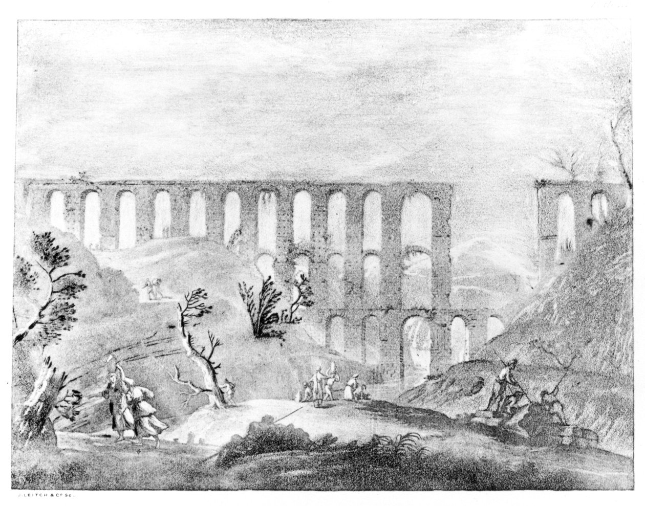 「ブルースの足跡の旅」、1877年からアルジェリアのシェルシェルの水道橋 作： ジェームス・ブルース