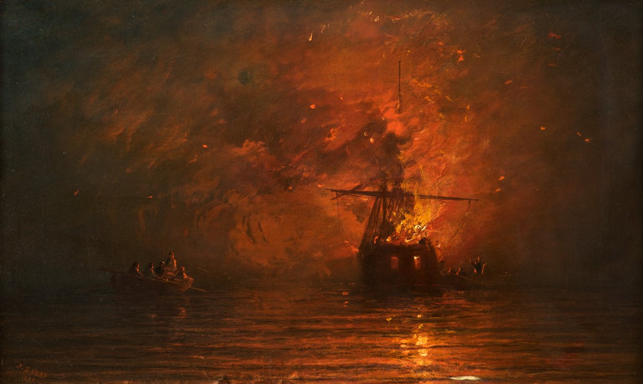 シップ・オン・ファイア、1873 作： フランシス・ダンビー