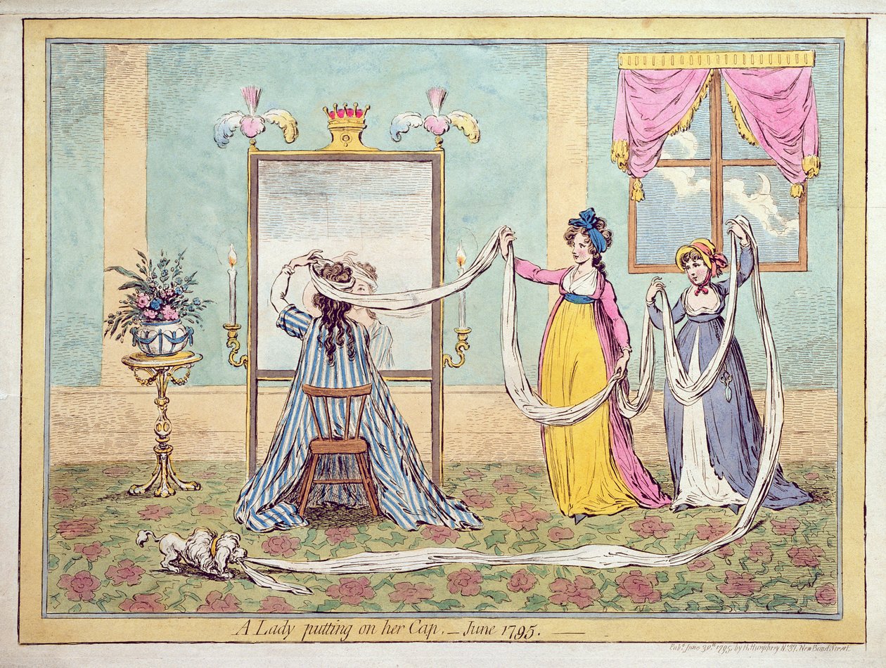 1795年に公開された帽子をかぶった女性（手描きのエッチング） 作： ジェームズ・ギルレイ