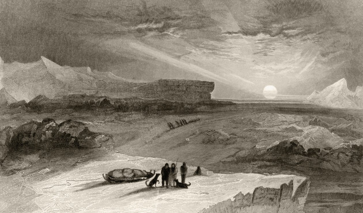 エリザケントケイン博士（1820-57）による「北極圏探検1853年、54、55年」の第1巻、R。ヒンシェルウッドによって彫刻されたケープジョージラッセルからの展望（1820-57）、フィラデルフィア、1856年（li 作： ジェームズ・ハミルトン