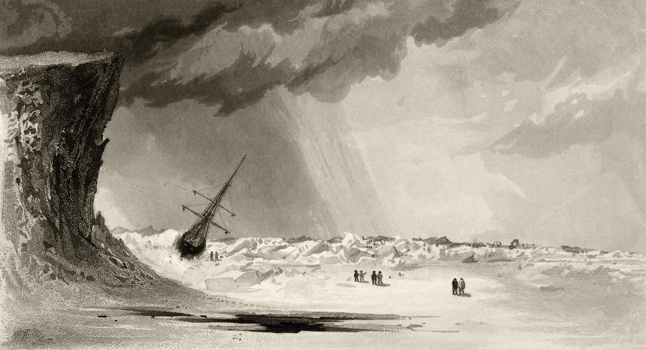 エリシャケントケイン博士（1820-57）による「北極圏探検1853、54、55年」第1巻からAWグラハムが刻印したシルビアヘッドランド沖のパック、フィラデルフィア、1856年 作： ジェームズ・ハミルトン