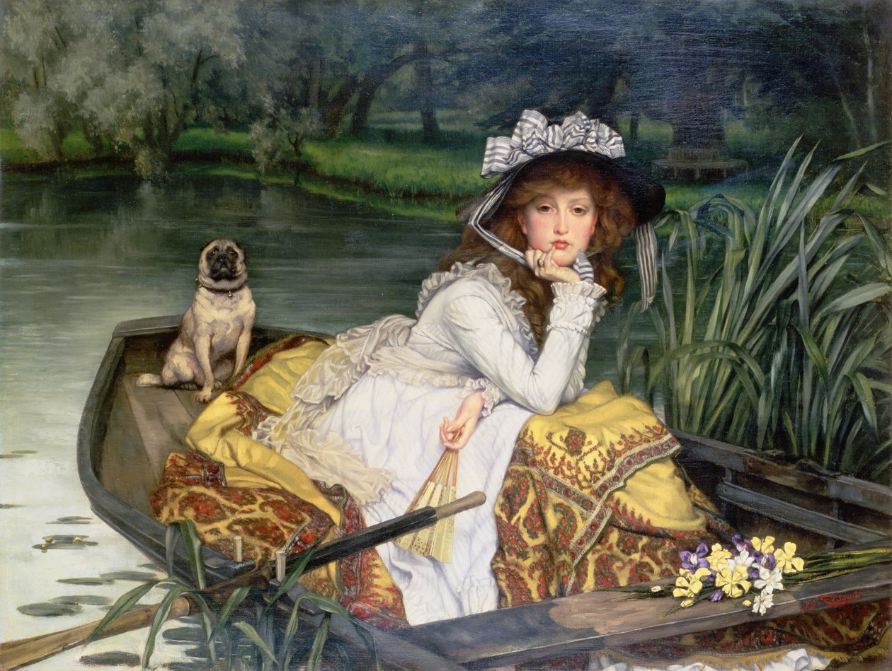 ボートの若い女性、または反射、c.1870 作： ジェームズ・ジャック・ジョセフ・ティソ
