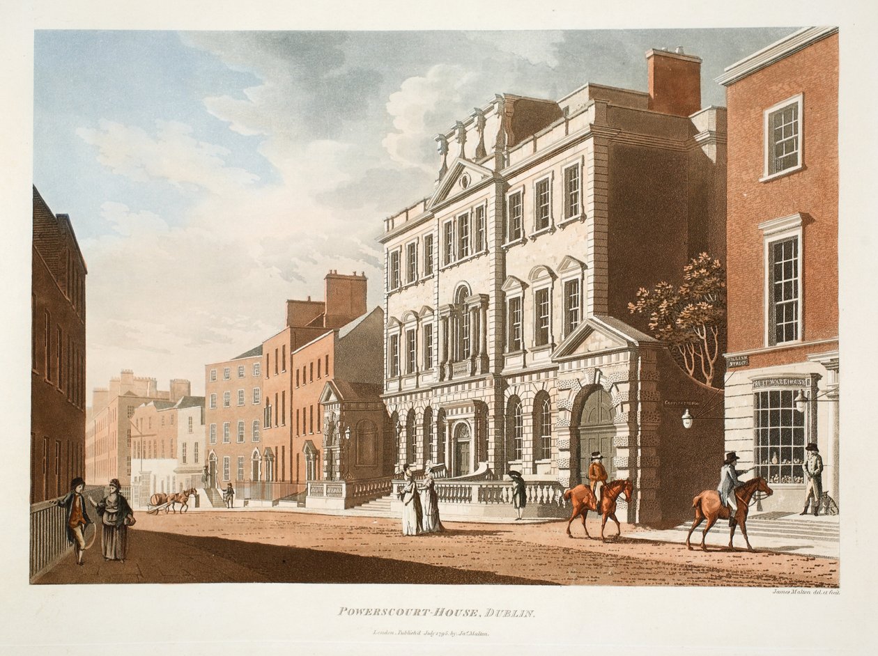Powerscourt-House、ダブリン、1795年（手描きの彫刻） 作： ジェームズ・マルトン