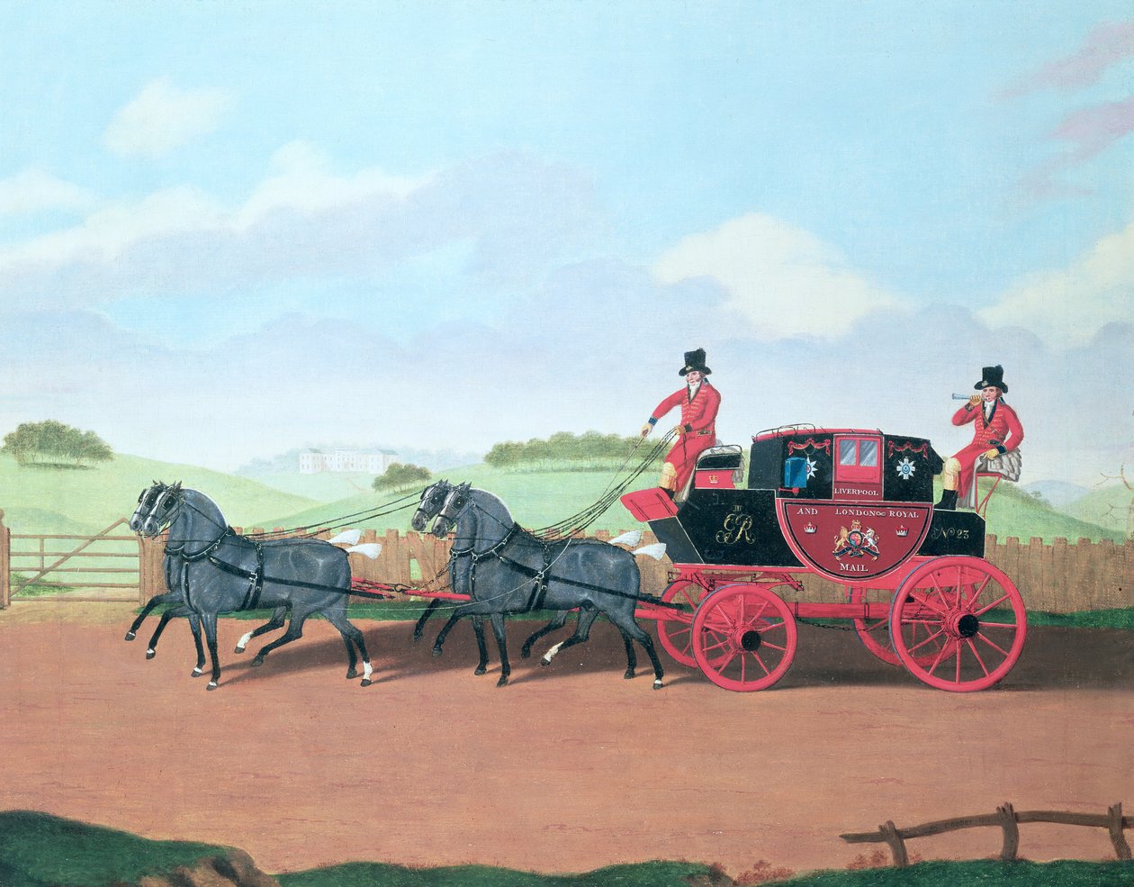 1812年、リバプールとロンドンのロイヤルメールコーチ 作： ジェームズ・ポラード