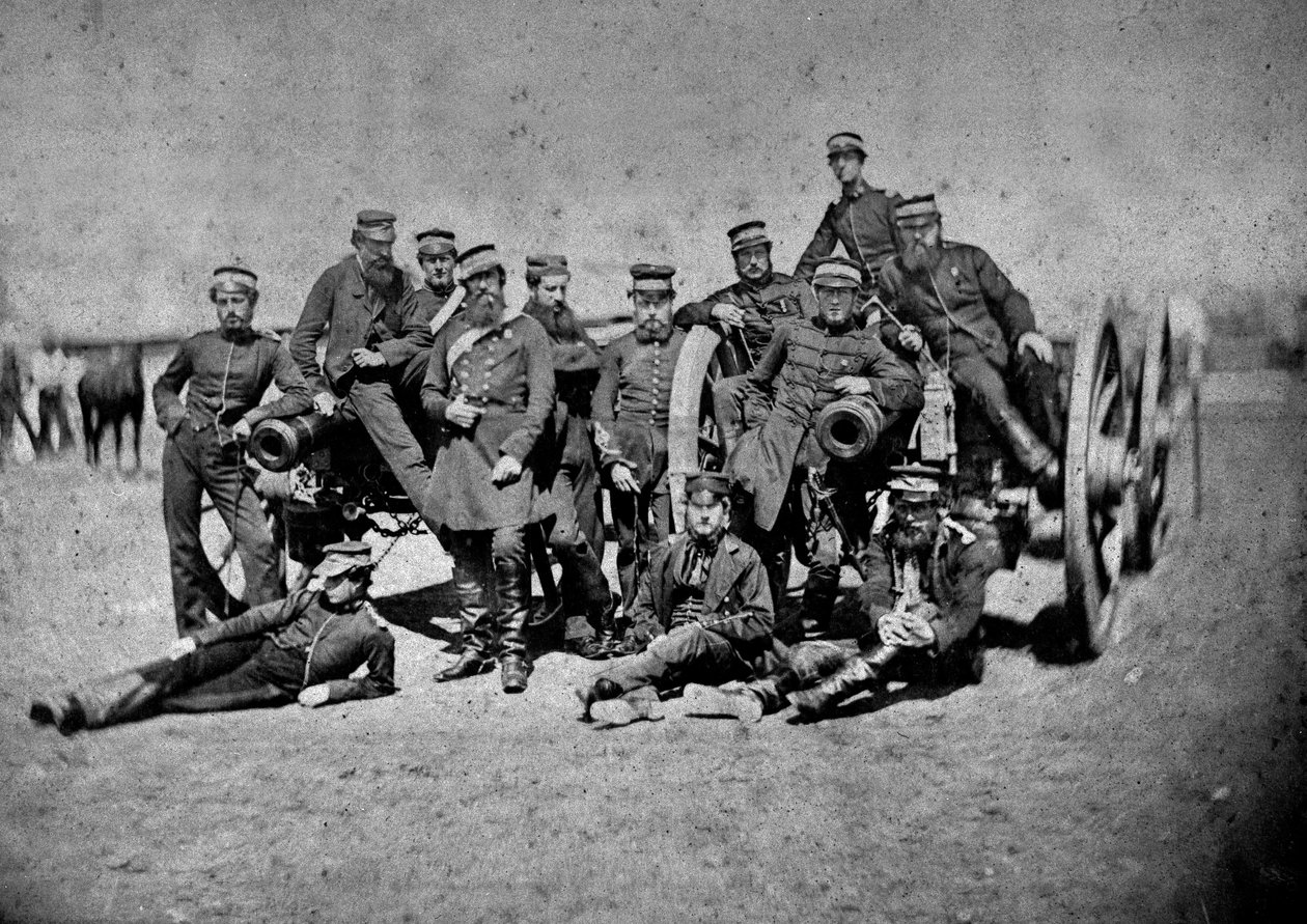 1855-56年に第3師団に付属した高射砲の9ポンド砲 作： ジェームス・ロバートソン