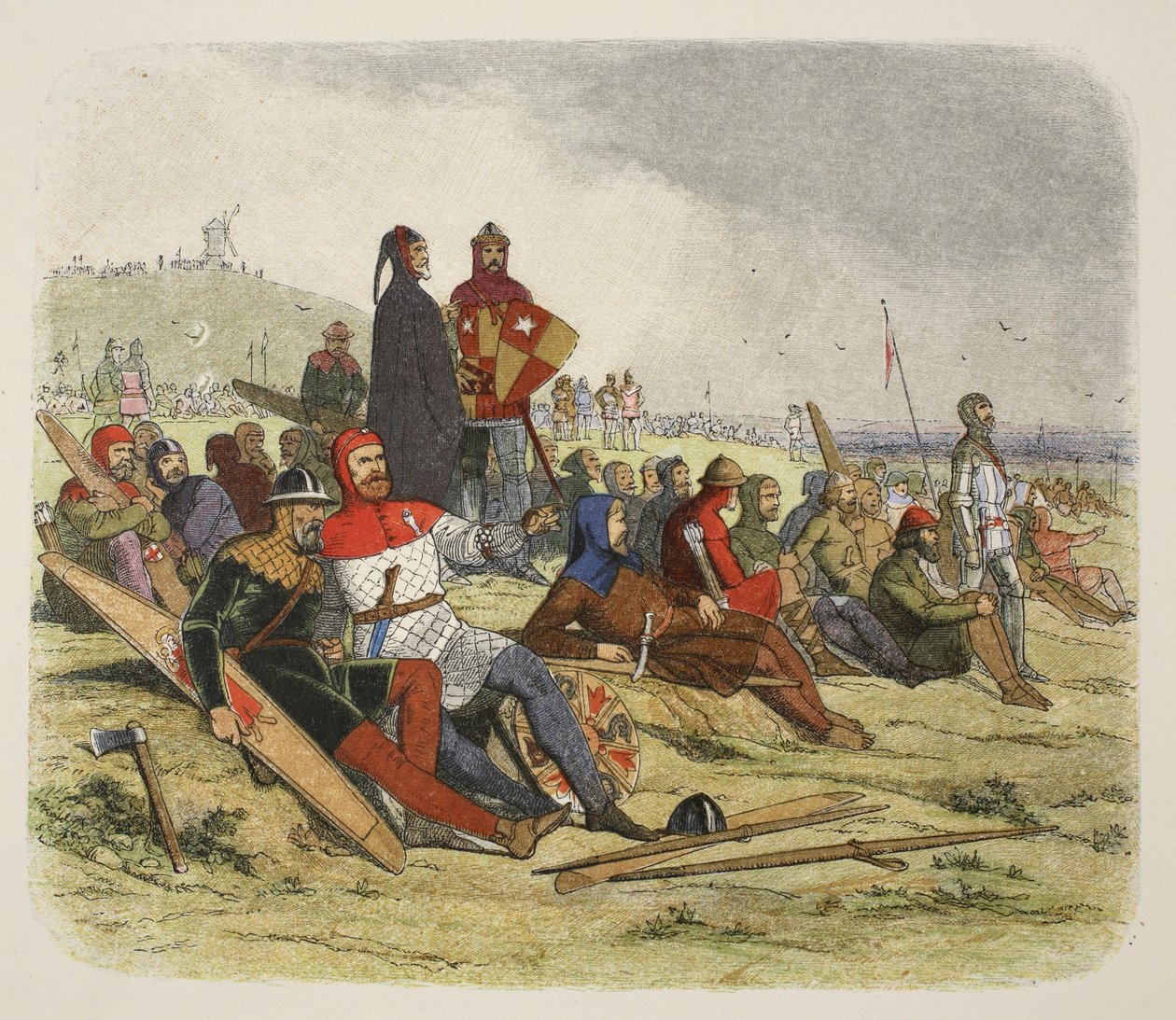 イギリス人はクレシーでフランス人を待ちます。ロンドン、1863 作： ジェームズ・ウィリアム・エドマンド・ドイル