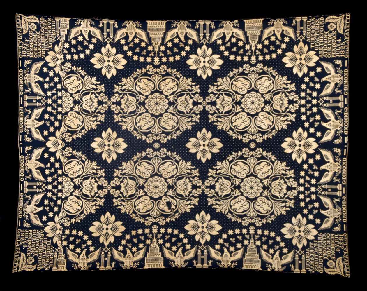 農業・製造業用ダブルクロス・カバーレット 1821-1828年頃（ウール、コットン 作： ジェームズ (attr.to) アレクサンダー