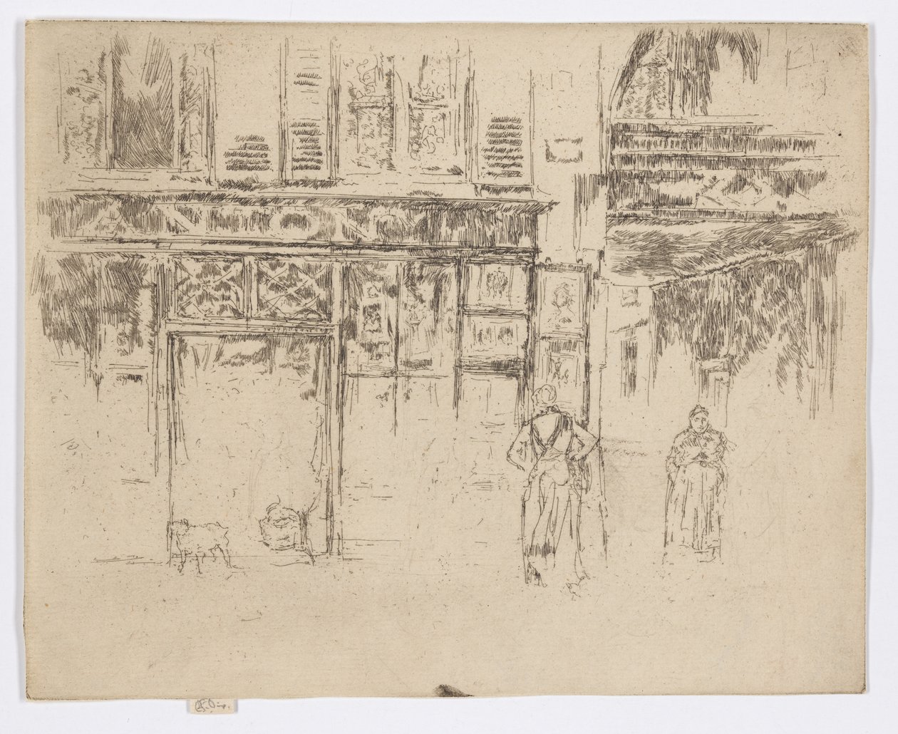 アントニーの版画店、セーヌ通り、1892-93年頃（エッチング、紙にインク） 作： ジェームズ・アボット・マクニール・ウィスラー