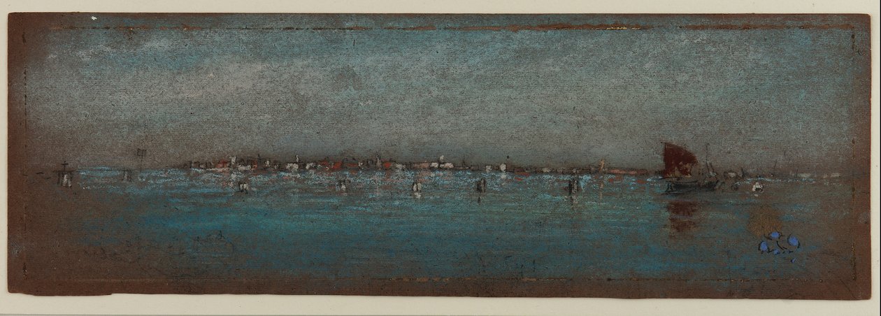 青と銀-島々、ヴェネツィア、1879-80（茶色の紙にパステル） 作： ジェームズ・アボット・マクニール・ウィスラー