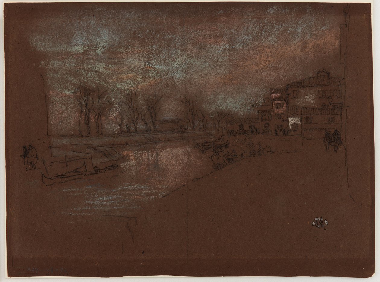 カンポ駅 マルタ - 冬の夜、1879-1880。 作： ジェームズ・アボット・マクニール・ウィスラー