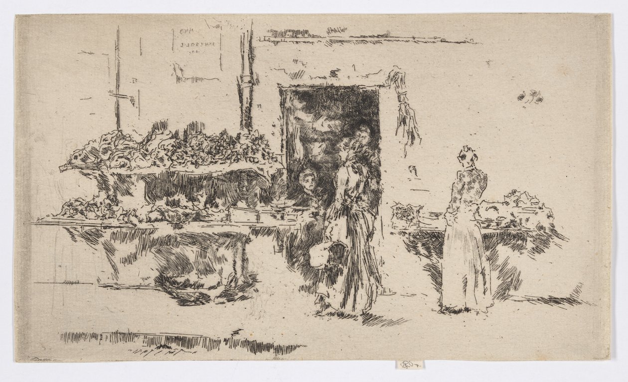 八百屋の店、パリ、1892-93年頃（エッチング、紙にインク） 作： ジェームズ・アボット・マクニール・ウィスラー