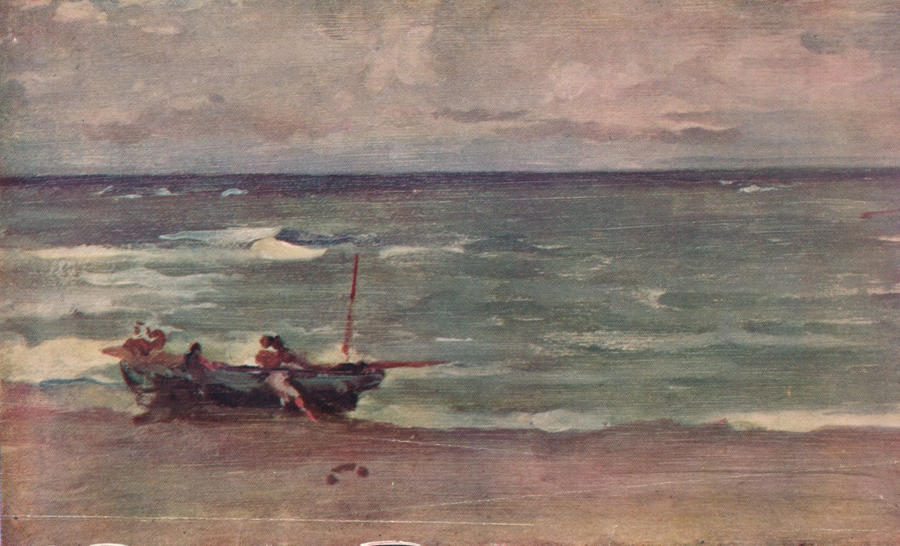 ブルーとシルバーのハーモニー：ボートの浜辺、エトルタ、c1897 作： ジェームズ・アボット・マクニール・ウィスラー