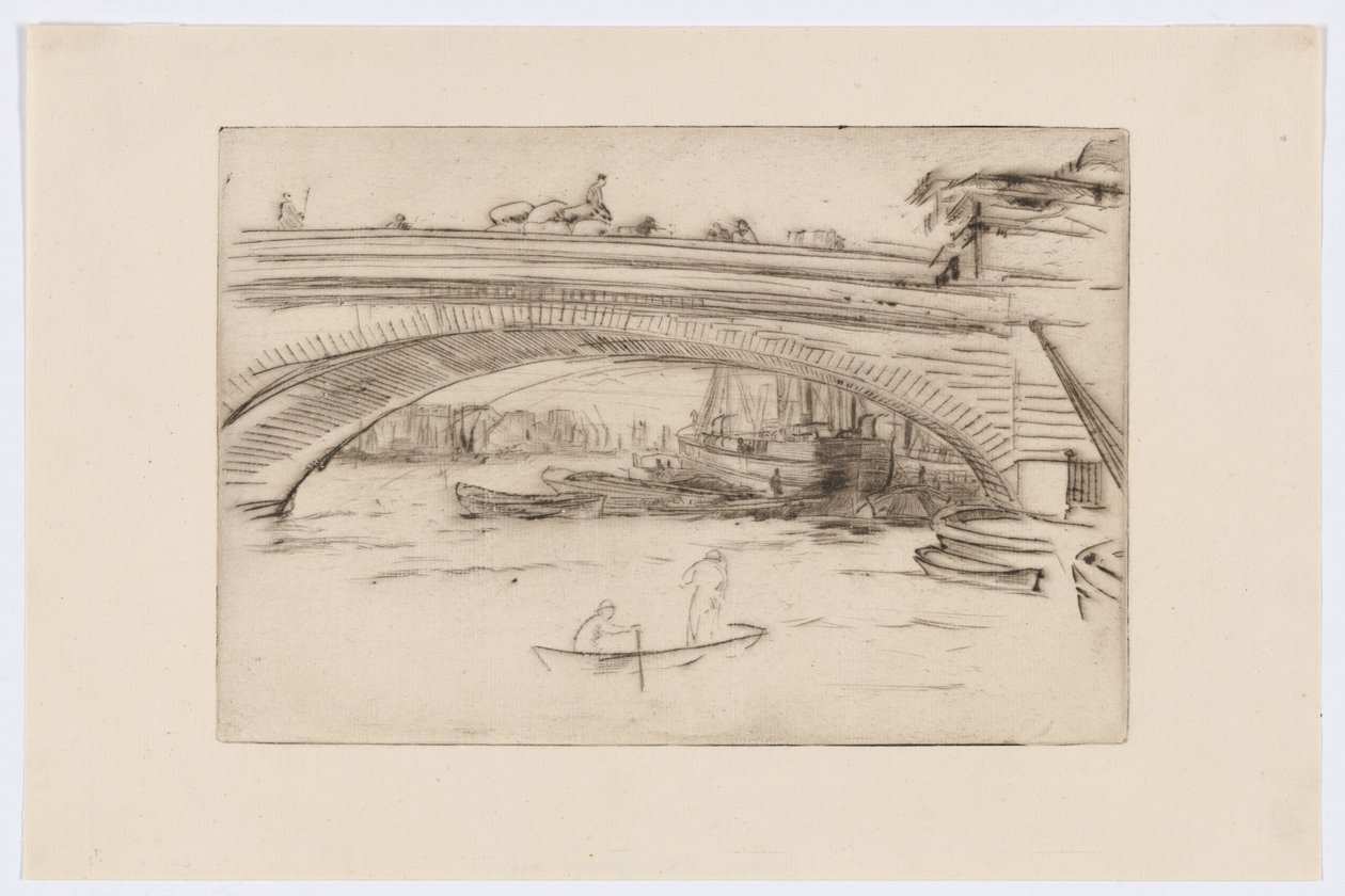 ロンドン橋、1875年頃（ドライポイント、紙にインク） 作： ジェームズ・アボット・マクニール・ウィスラー
